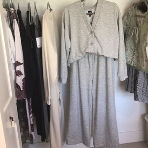 GAP Light Gray Button Front V-Neck Cardigan & Pant Set